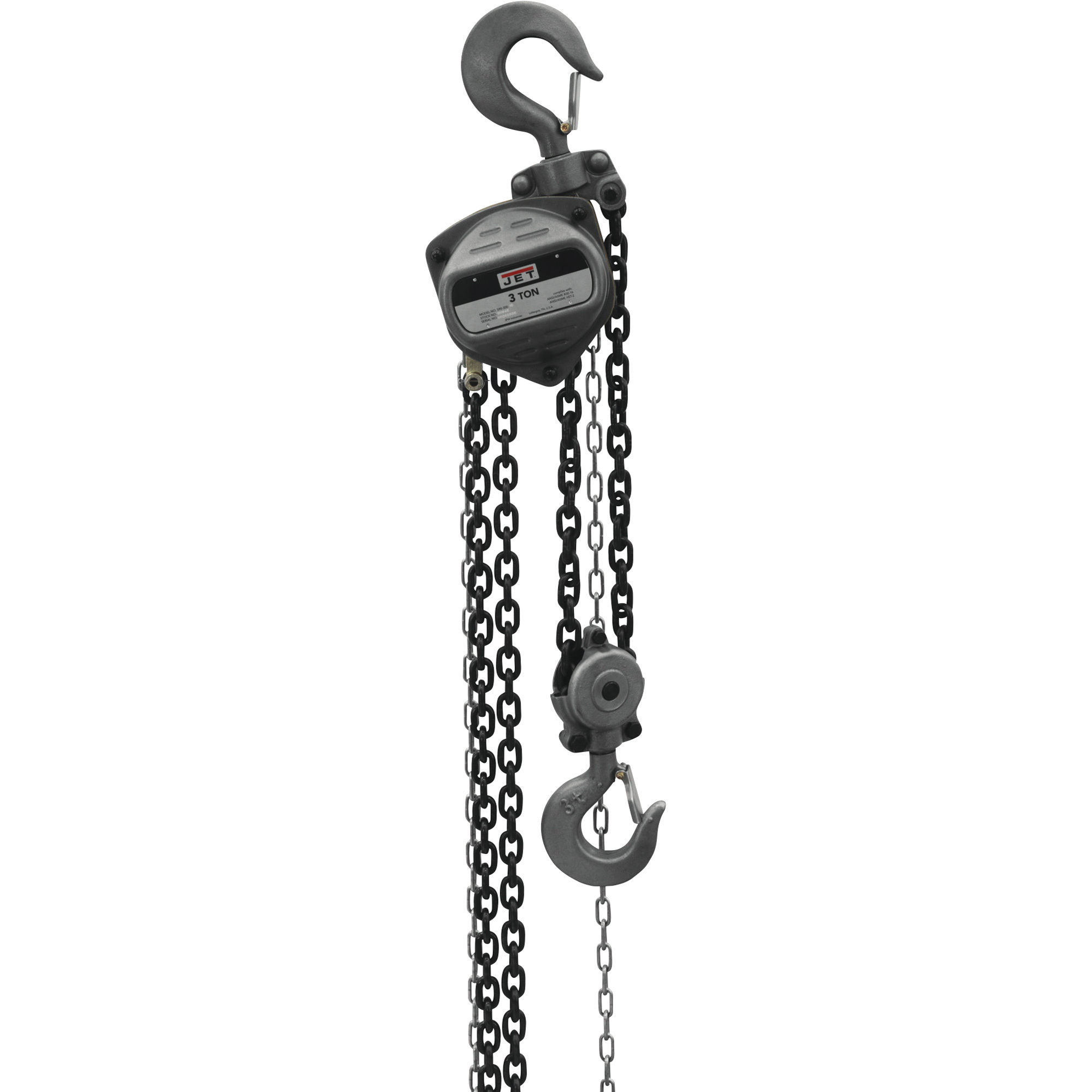 JET S90 Series Manual Chain Hoist, 3-Ton Capacity, 30ft. Lift, Model# S90-300-30